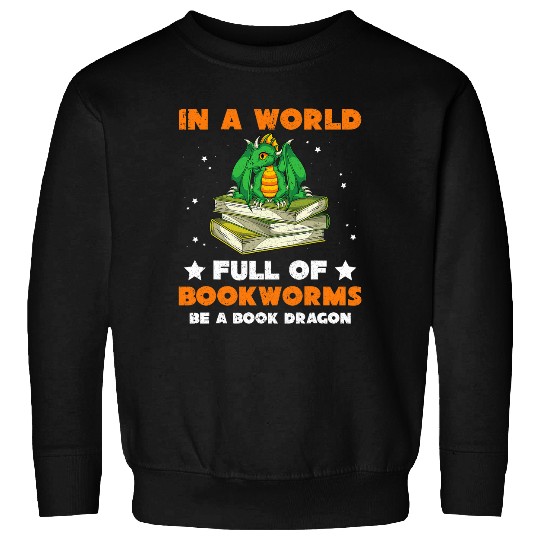 Funny Bookworm Mythical Creature Cute Book Dragon Reading Sweatshirts