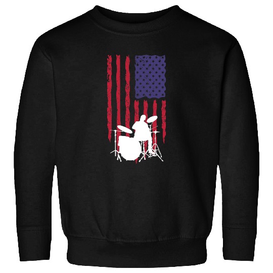 Funny Drummer Music Drums vintages Band Drummers Playing Drums USA Flag Sweatshirts