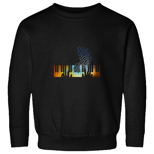 Funny Piano Music Hands Playing on Piano Keyboard for Music Teacher Sweatshirts