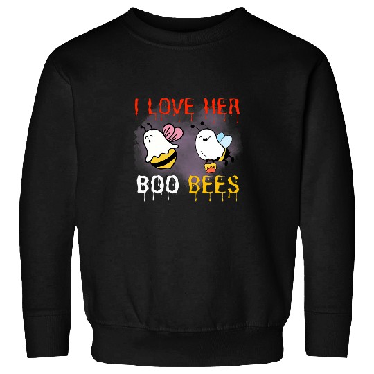 I Love Her Boo Bees Funny Couples Halloween Sweatshirts