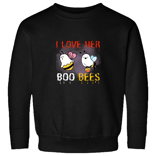 I Love Her Boo Bees Funny Couples Halloween Sweatshirts