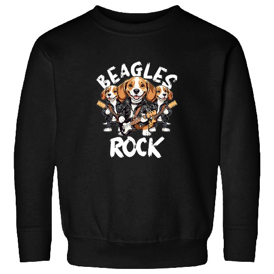 Funny Guitar Beagless Rock Beagle Dog Trio Rocking Out Playing Guitar Sweatshirts