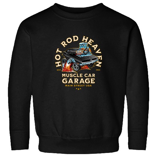 Hotrod Heaven Muscle Car Garage USA Classic Car Design Sweatshirts