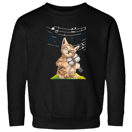 Funny Violin Play Violin Cat Musician Violinist Cat Sweatshirts