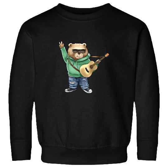 Funny Guitar Bear Guitar Player Guitarist Musician Bassist Guitarist Sweatshirts
