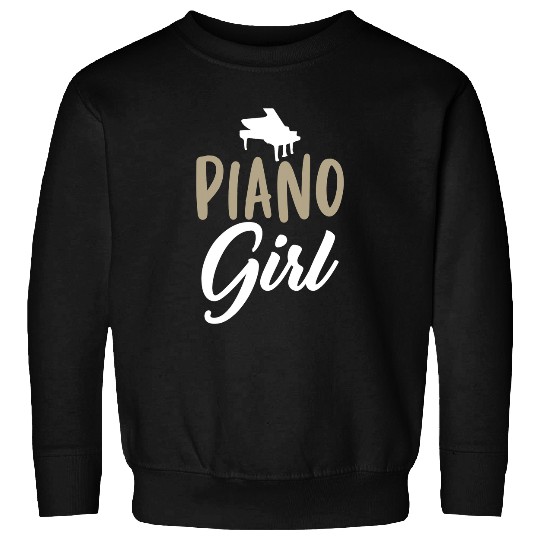 Funny Piano Music Girl Typography Graphic Tee for Pianists Girls Sweatshirts