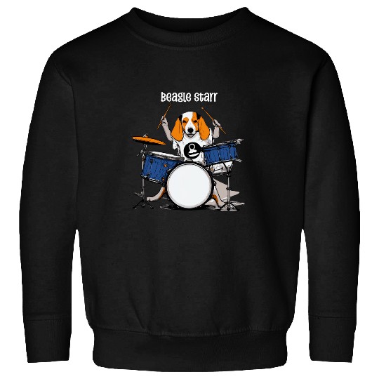 Funny Drummer Cute Beagle Playing Drums Rocks Beagle Starr Trendy Music Sweatshirts