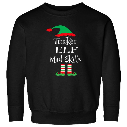 Funny Trucker Elf Mad Skills s Matching Family Group Sweatshirts