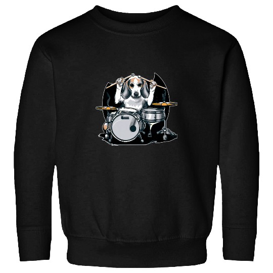 Funny Drummer Adorable Beagle Rocks Drumming Cute Beagle Playing Drums Sweatshirts