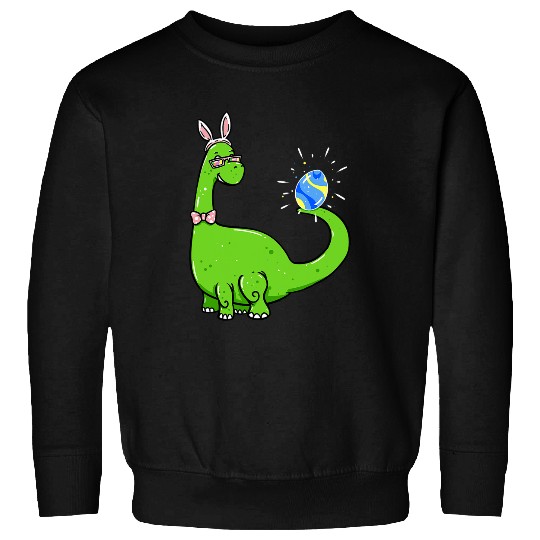 Brontosaurus Bunny Ears Egg Easter Day Dinosaur Dino Boys 1 Sweatshirts