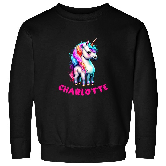 Birthday Unicorns Personalization Charlotte Name For Girls Sweatshirts
