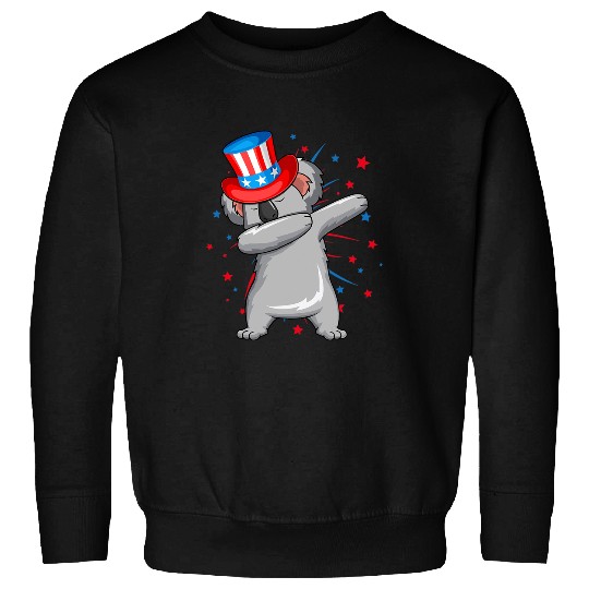 Funny Bear Dabbings Koala USA Hat Firework Patriotic 4th Of July Gifts Cute Bears Sweatshirts