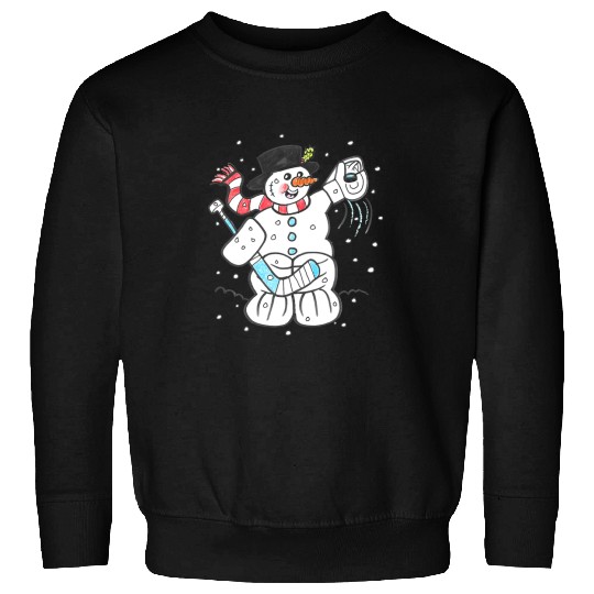 Sport Hockey Goalie Merry Christmas Holiday Happy Snowman Sweatshirts