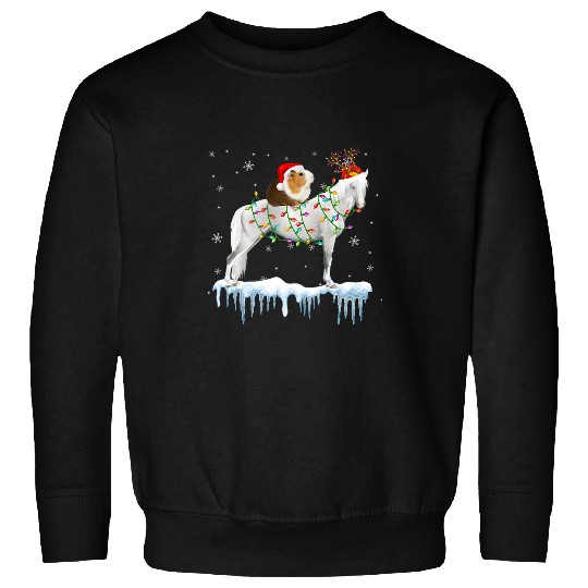 Guinea Pig Riding Horse Reindeer Santa Christmas Light Sweatshirts