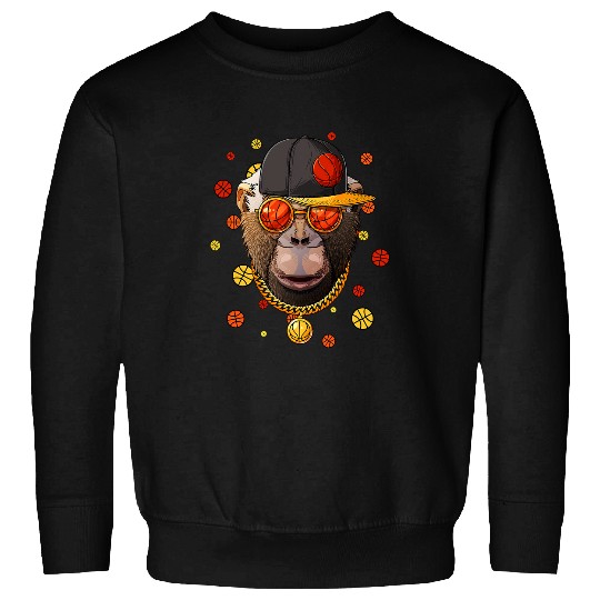 Funny Basketball Chimpanzee Basketball Bball Player Coachs Team Sports Baller Sweatshirts