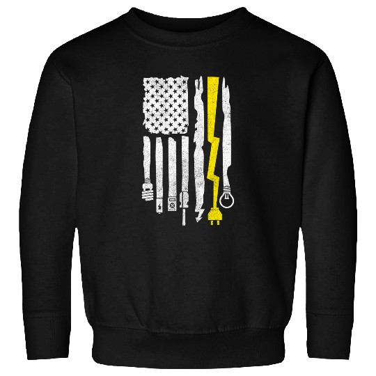 Electrician For Men Electrical Lineman American Flag Sweatshirts