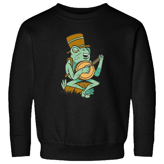 Funny Banjo Frog Cottagecore Aesthetic Frog Playing Banjo on Muschroom Cute 3 Sweatshirts