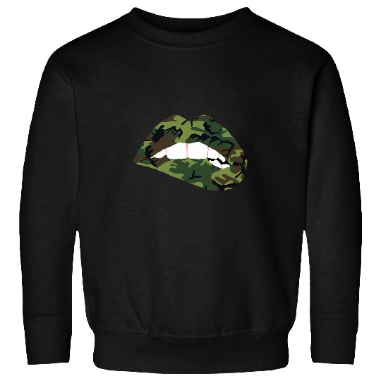 Camouflage Lips Mouth Military kisss Me Biting Camo Kissing Sweatshirts