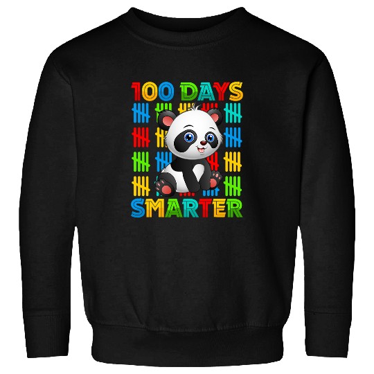Funny Bear 100 Days Smarter Panda Bear Lovers Happy 100th Day Of School Cute Bears Sweatshirts