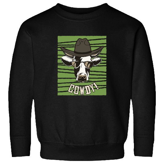 Cow Lover Cowdy Cow Howdy No Meowdy Cat Funny Texas Greeting Bull Head Sweatshirts