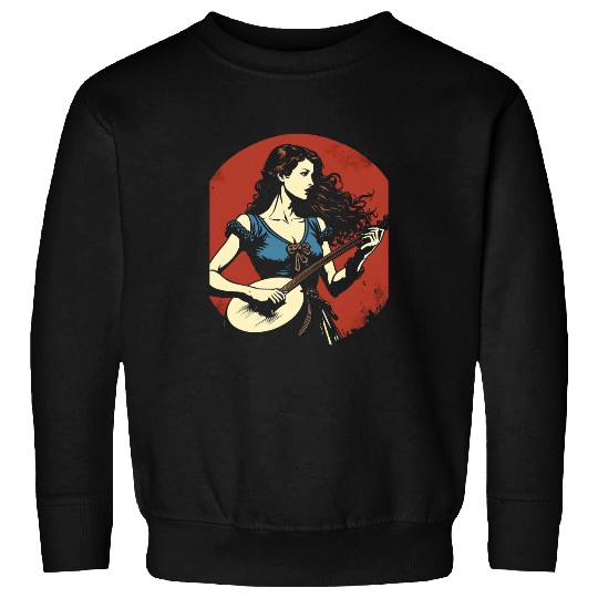 Funny Banjo Mountain Mama Banjo Girl Beautiful Hippie Woman Bluegrass Sweatshirts