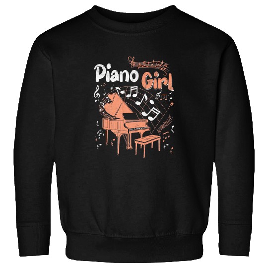Funny Piano Music girl piano Player Pianist Musician Piano Girl kids Sweatshirts
