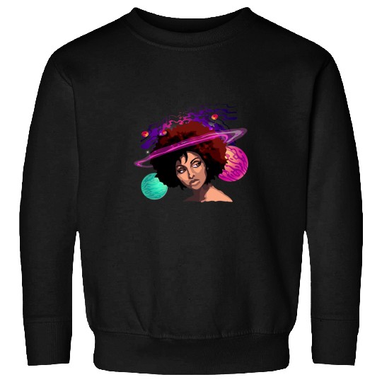 Black Queen Afro Women Melanin Art Universe Space Sweatshirts