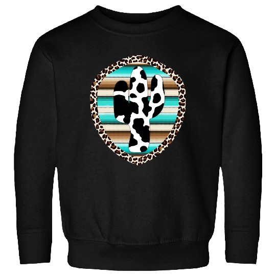 Funny Serape cow print Cactus Leopard print Turquoise Brown Sweatshirts