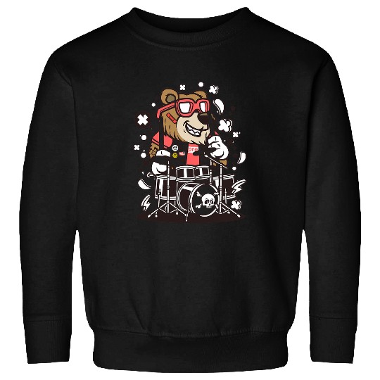 Funny Drummer Music Band Bear Drummer Percussion Rocker Bear Musician Sweatshirts