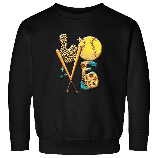 Sport Baseball Softball LOVE Baller Girl Leopard Print Baseball Game Day Sweatshirts