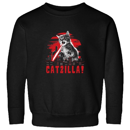 Beware Catzilla Laser Cat Sweatshirts