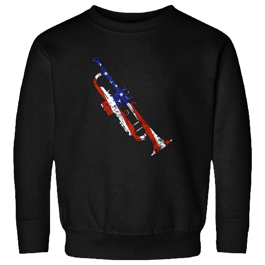 Funny Trumpet vintages American Flag Trumpet Player 4th of July Sweatshirts