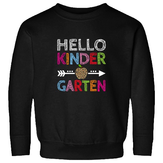 Hello Kindergarten Back to School Teacher Student Leopard Sweatshirts