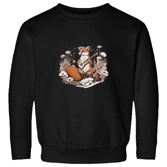 Funny Banjo Fox Lover Cottagecore Aesthetic Banjo Mushroom Goblincore Mycology 4 Sweatshirts