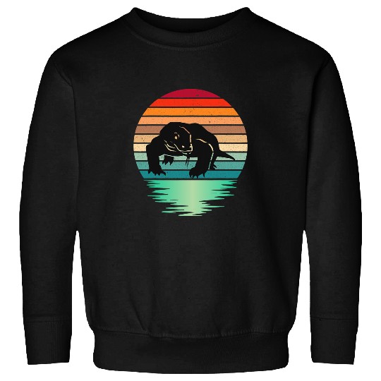 Dragons vintages Komodo Dragon Retro Sunset Style Reptile Lover Sweatshirts