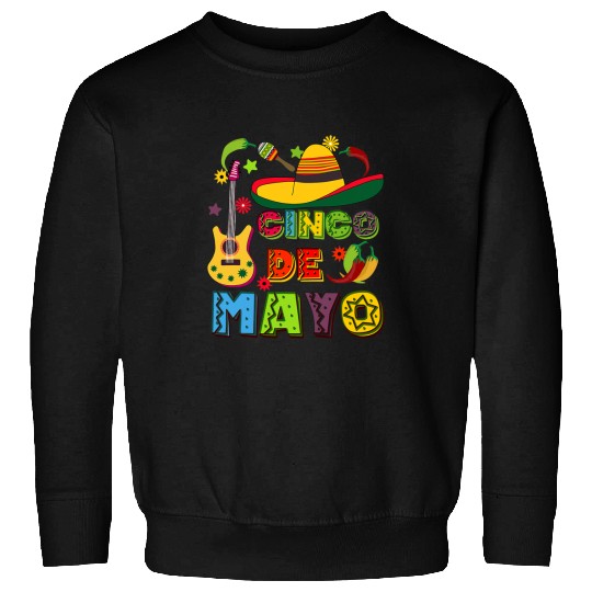 Funny Guitar Cinco de Mayo Funny Mexican Fiesta Sombrero Guitarist Sweatshirts