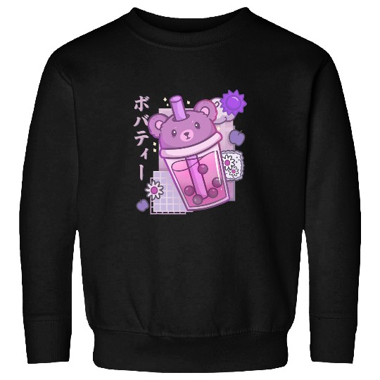 Boba Tea Bear Bubble Tea Plum Kawaii Anime Bear Sweatshirts