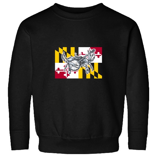 Funny Banjo Crabs Bluegrass Blue Crab Funny Cute Banjo State of Maryland Flag Sweatshirts