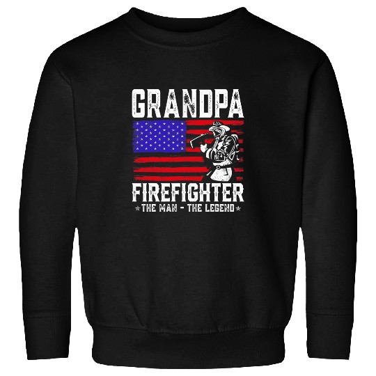 Fireman Firefighter Grandpa Firefighter The Man The Legend American Flag Firemen Sweatshirts