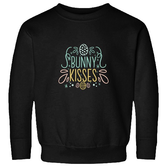Bunny Kisses Cute Girls Easter Egg Hunting Bunny Rabbit Sweatshirts
