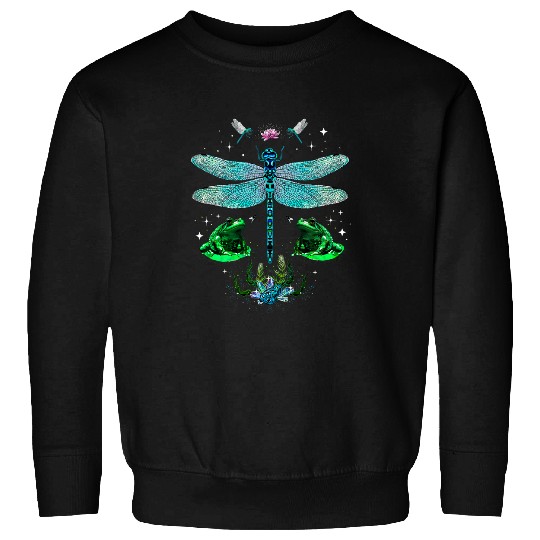 Gothic Dragonfly and Frogs on the Pond with Crystals Toad Sweatshirts