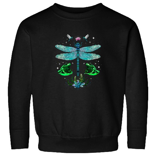 Gothic Dragonfly and Frogs on the Pond with Crystals Toad Sweatshirts