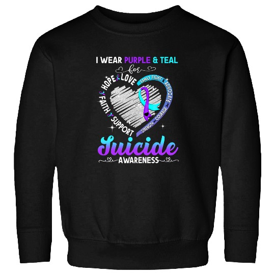 I Wear Purple Teal For suicides Awareness Gifts Sweatshirts