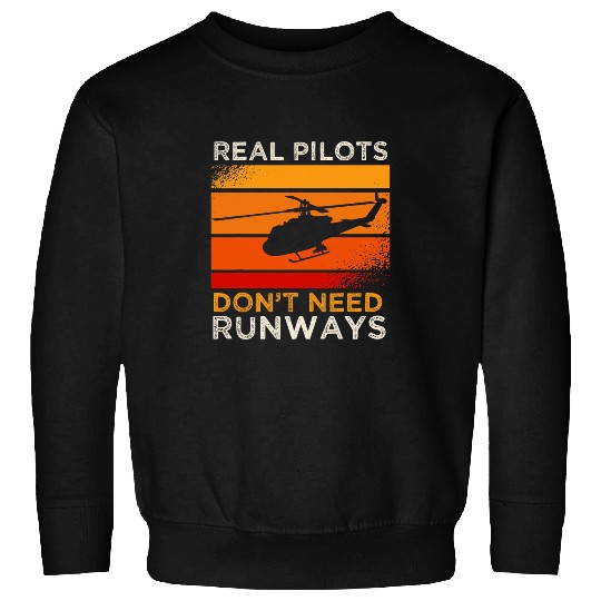 Pilot Helicopter Retro Aviator Airman Chopper Airwoman Heli Sweatshirts