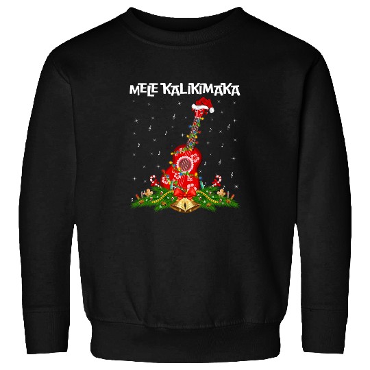 Funny Guitar Lover Ukulele Hawaiian Mele Kalikimaka Ukulele Guitar Christmas Sweatshirts