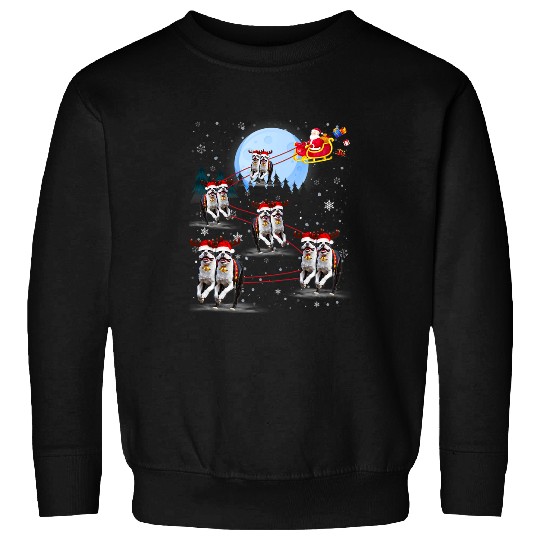Boston Terrier Pet Santa Boston Terrier Lover Reindeer Sleigh Santa Christmas Sweatshirts