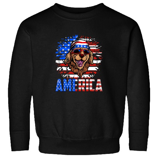 Golden Retriever Pet America Patriotic Dog USA Flag Memorial Day 37 Sweatshirts
