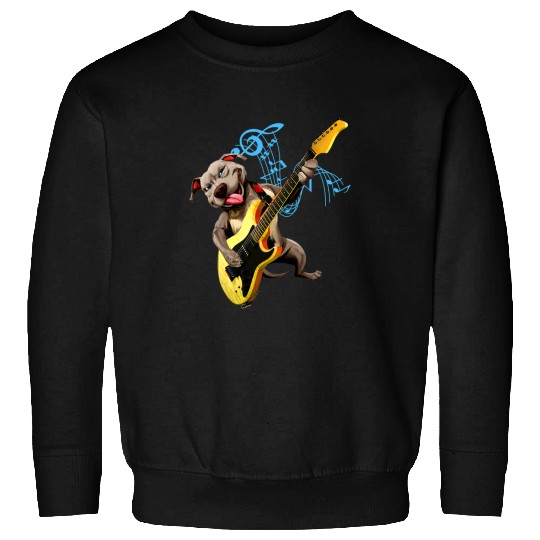 Funny Guitar Bully Electric Guitar Musician Dog Guitar Lovers Pitbull Dog Sweatshirts