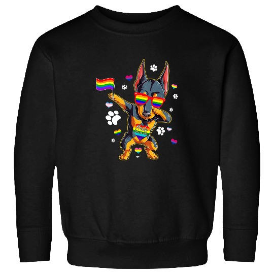 Doberman Pet LGBT Pride Funny Dabbings Doberman Pinscher LGBTQ Gay Pride Month LGBT Sweatshirts
