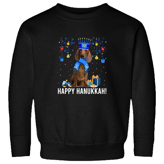 Dachshund Pet Funny Dachshund Menorah Hat Christmas Happy Hanukkah Jewish 4 Sweatshirts